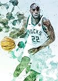 Khris Middleton Poster Print, Basketball Player, Wall Art, Artwork, Posters for Wall, Canvas Art, Khris Middleton Decor, No Frame Poster, Original Art Poster Gift Size 24 x 32 Inches