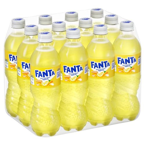 Fanta Limonata Senza Zuccheri Aggiunti – 12 Bottiglie 450 ml, con “Succo di Limone di Siracusa IGP”, Bottiglia PET 100% Riciclabile, Gusto Rinfrescante, Bevanda Analcolica Frizzante