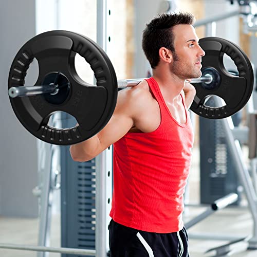 Elevens Rubber Weight Plates 2-Inch Cast Iron Grip Plates Olympic plates for Weightlifting, Strength Training, Muscle Toning, Crossfit in Home & Gym by Elevens - Image 6