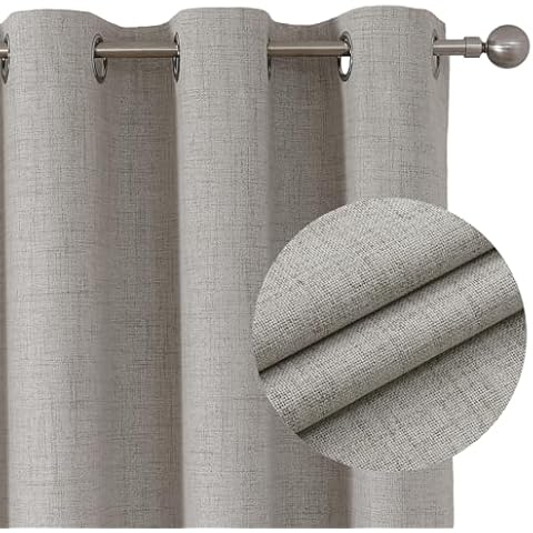 Joydeco 100% Blackout Linen Curtains Cover