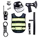 Macium 10 Piezas Policía Disfraz Niño con Policía Equipo Policía Chaleco Gorra Placa Policía Esposas Gafas de Sol Walkie Talkie Policía Juguete Kit para Niños