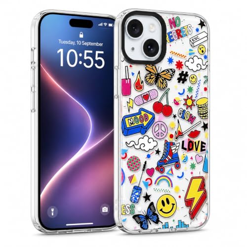Image of SQUIF for iPhone 15 Back Case Cover Silicone Transparent Soft Design Art Printed | Camera Bump Protection (Multicolor)