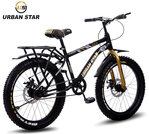 Image of URBANSTAR Hulk | IBC | 20T BMX | in-Built Carrier | D /D | Fat Tyres | Semi Assembled | 20 T (inch) Fat Tyre Cycle (Single Speed, Black, Rigid)