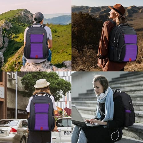 Image of ANTERK Extra Large Backpack, Travel Laptop Backpack, Sturdy TSA Water Resistant 17.3 Inch Carry on Backpacks, Anti Theft Business Computer Backpacks Gifts for Men Women, Purple