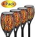 Produktbild 4 Stück Solar Flammenlicht, 96 led Solarleuchte Garten IP65 Wasserdicht Solarlampe Gartenfackeln mit Realistischen Flammen Automatische EIN/Aus Außen Warmlicht