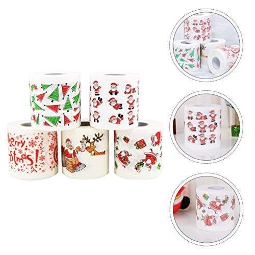 Ciieeo 5 Rolos de Decorações de Papel Higiênico de Natal Feliz Árvore de Natal E Papel Higiênico de