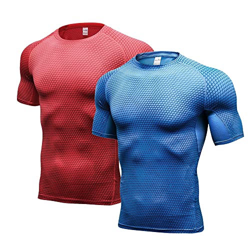 SANANG Herren Kompressions-T-Shirt Slim Schnelltrocknend Kurzarm für Bodybuilding, Fitness und Laufen als Basisschicht