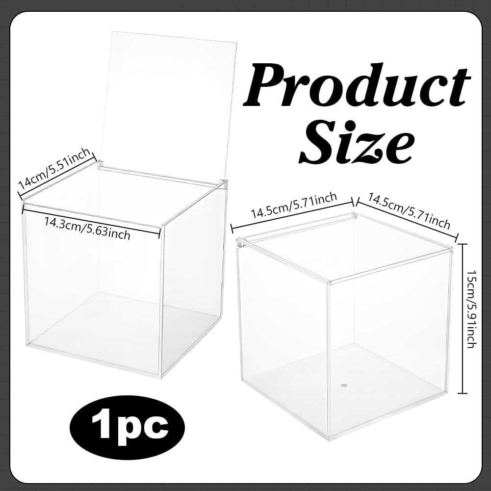 PH PandaHall Clear Acrylic Box Square Storage Container with Lid Transparent Display Case Coffee Pod Holder Candy Box for Jewelry, Crafts, Coffee Organization, 5.7x5.9x5.7inch