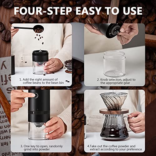 Kaffeemühle, Kaffeebohnenmühle Elektrisch mit Aromaschonendes Keramik Kegelmahlwerk, 30g Kapazität Coffee Grinder mit 2… – Bild 7