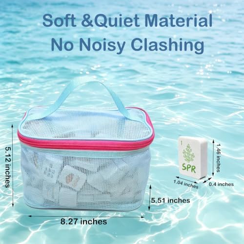 SSKKBX Floating Mahjong Set for Pool & Outdoor Games–Waterproof Mahjong Tiles,Lightweight & Long-Lasting Floating Design, Travel Game Set for Beach, Pool Party & Family Fun (ocean3)