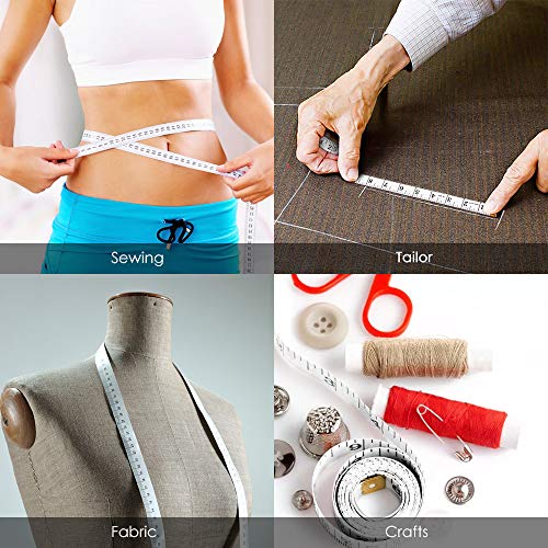 3 Pack Tape Measure Measuring Tape for Body Fabric Sewing Tailor Cloth Knitting Craft Measurements, Retractable Black Tape Measure and White Soft Tape Measure Set Dual Sided 60 Inches