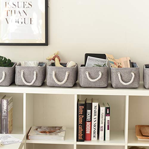 image for TheWarmHome Foldable Small Storage Baskets with Strong Cotton Rope Han