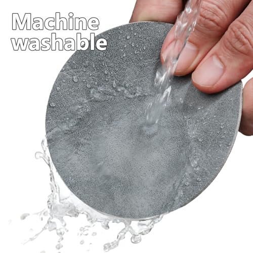 HELI MIAO 16 Stück Untersetzer Gläser, Doppelseitige Glasuntersetzer aus Kunstleder – Rund, rutschfest & hitzebeständig – Inkl. Aufbewahrungsständer (10cm, Grün+hellgrau) – Für Tisch, Bar, Outdoor