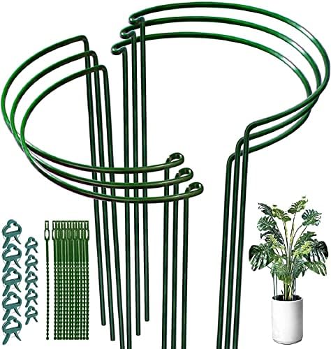 6 Pack Plant Supports Stakes,9.6" W x 15.7" H Metal Garden Plant Stake ...
