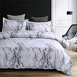 NTBED Marble Duvet Cover Set Queen with 2 Matching Pillow Shams,Microfiber Quilt Cover with Zipper Closure Printed Bedding Sets