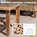 PHI VILLA Gartenmöbel Set Balkonmöbel 3 Teilig, Rattan Lounge Möbel Outdoor mit 1 Chaiselongue, 1 Zweisitzer-Sofa und 1 Kleiner Couchtisch, 4 Personen Terassenmöbel Außen Gartensofa