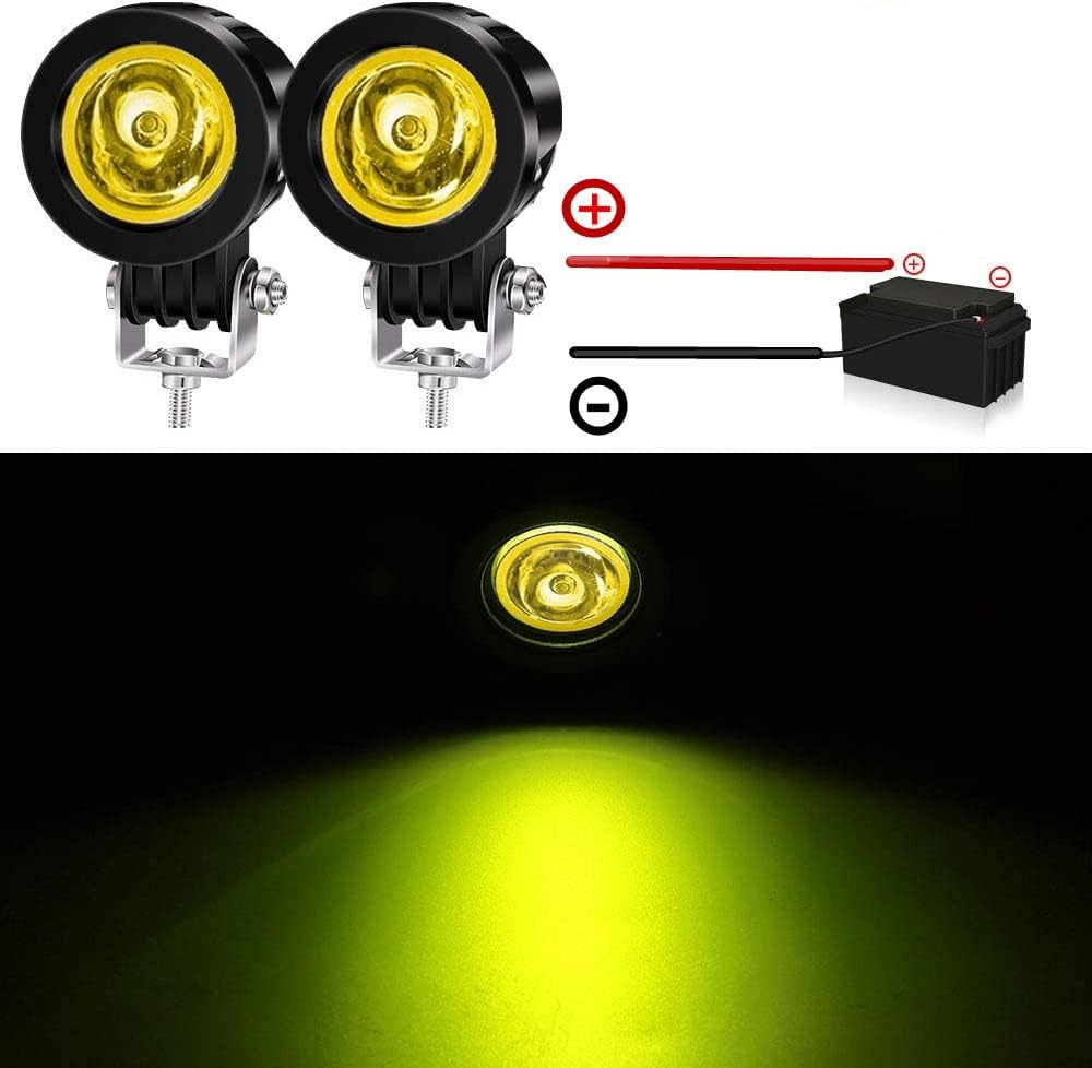 Ourbest motorcycle lights, 2inch Yellow Motorcycle Fog Lights Fork Tube led driving lights for Motorbike ATV Bicycle Accent Off Road Lighting (Yellow)