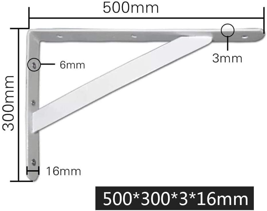 Floating Shelf Brackets Heavy Duty Metal 2Pcs Multifunctional Shelving Support Brackets Shelf Bracket Heavy Duty Wall Mounted Triangle Shelve Brackets (Color : White, Size : 18inch(50cm))