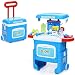 Costway 2 en 1 Jouet Médical Enfant Jeu d'Imitation Médical 10 Pcs Accessoires avec Valise à Roulette, Effet Lumière et Effet Sonore Authentique,Hauteur Réglable 3 Ans+