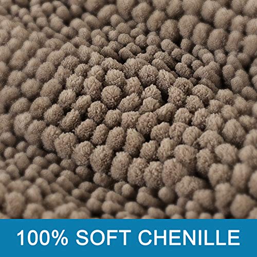 H.VERSAILTEX Bathroom Rugs Sets 2 Piece Non Slip Thick Shaggy Chenille Bathroom Rug Mat Set Extra Soft and Absorbent Striped Floor Rugs, Machine-Washable, Taupe Brown by H.VERSAILTEX - Image 2