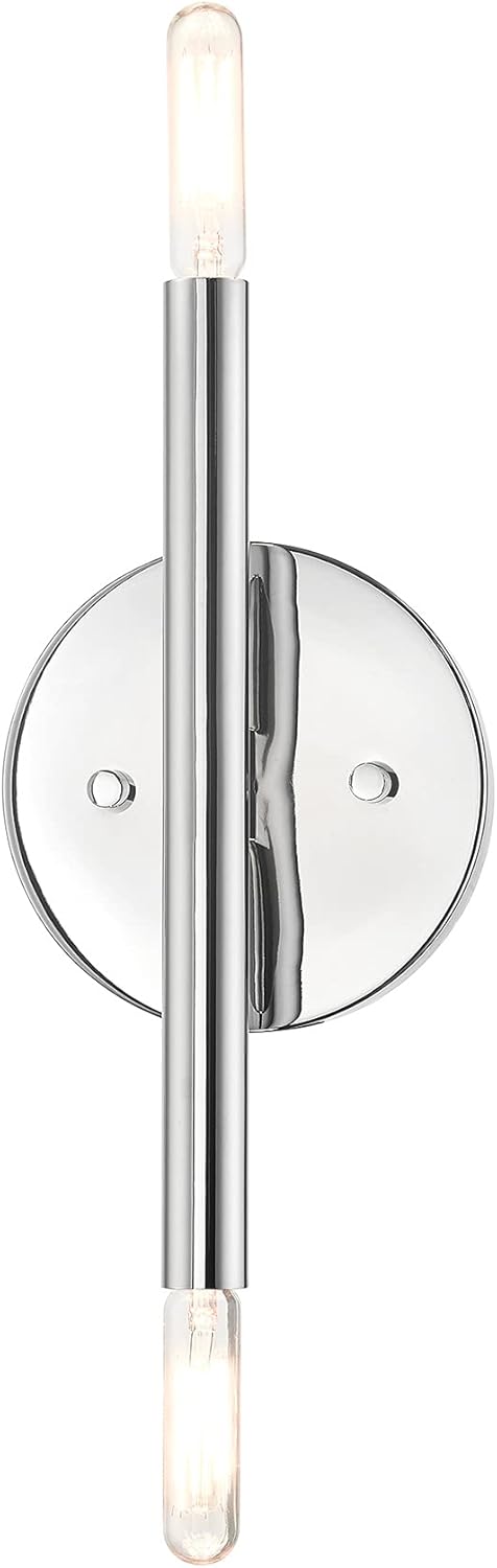 Livex Lighting 51172-05 Copenhagen Collection ADA 2-Light Wall Sconce Light with Exposed Bulbs, Polished Chrome