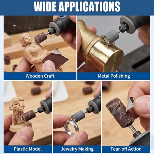30 Stücke Schleifhülsen Satz für Dremel Rotationswerkzeug, mit 8 Körnungen 180 240 320 400 600 1000 1500 2000, Schleifaufsätze mit 3mm Schaft Schleifzylinder zur Schleifen & Rosten für Metall Holz