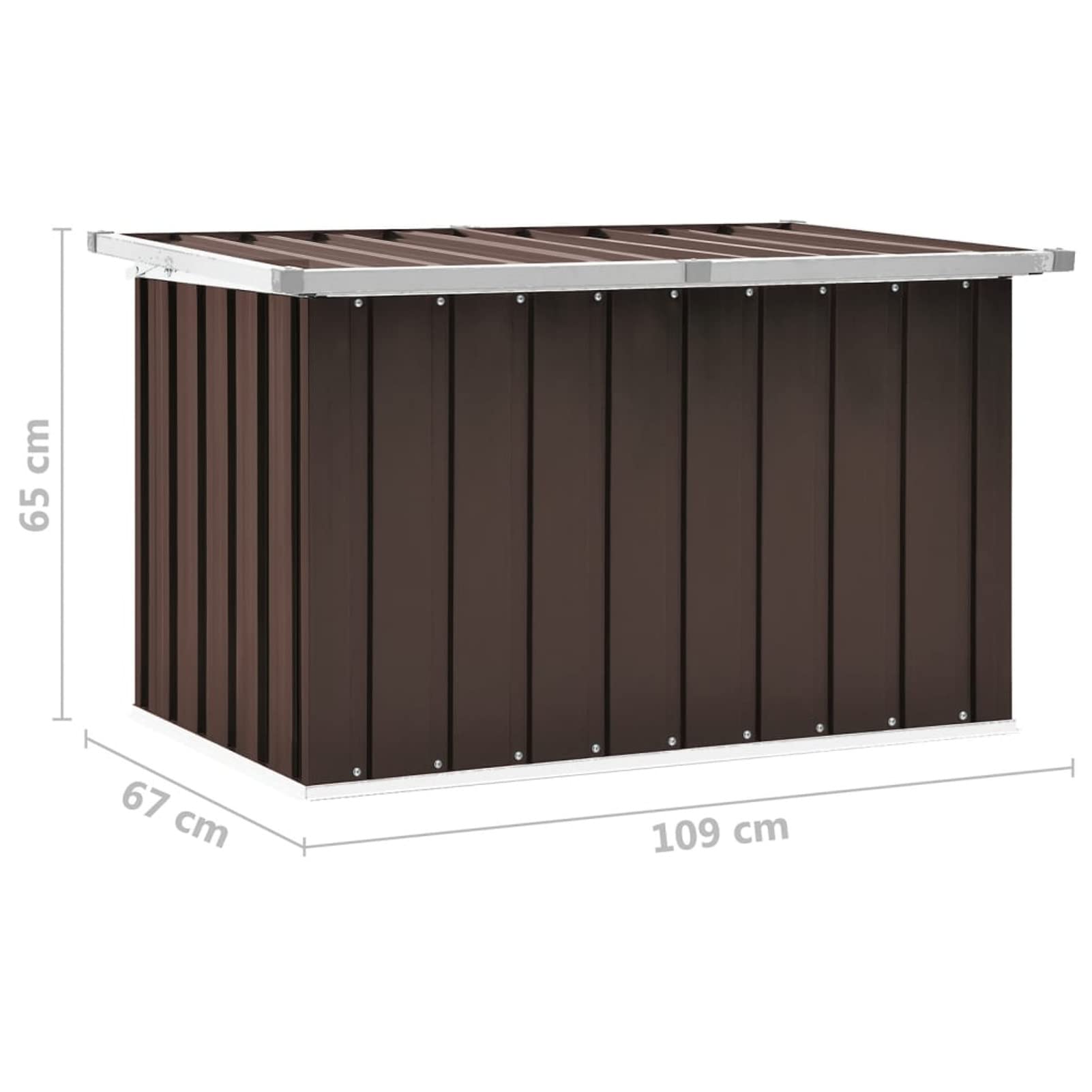 Homgoday Stal ocynkowana i plastikowa skrzynka do przechowywania ogrodu brązowa 109 x 67 x 65 cm do ogrodu na patio balkon