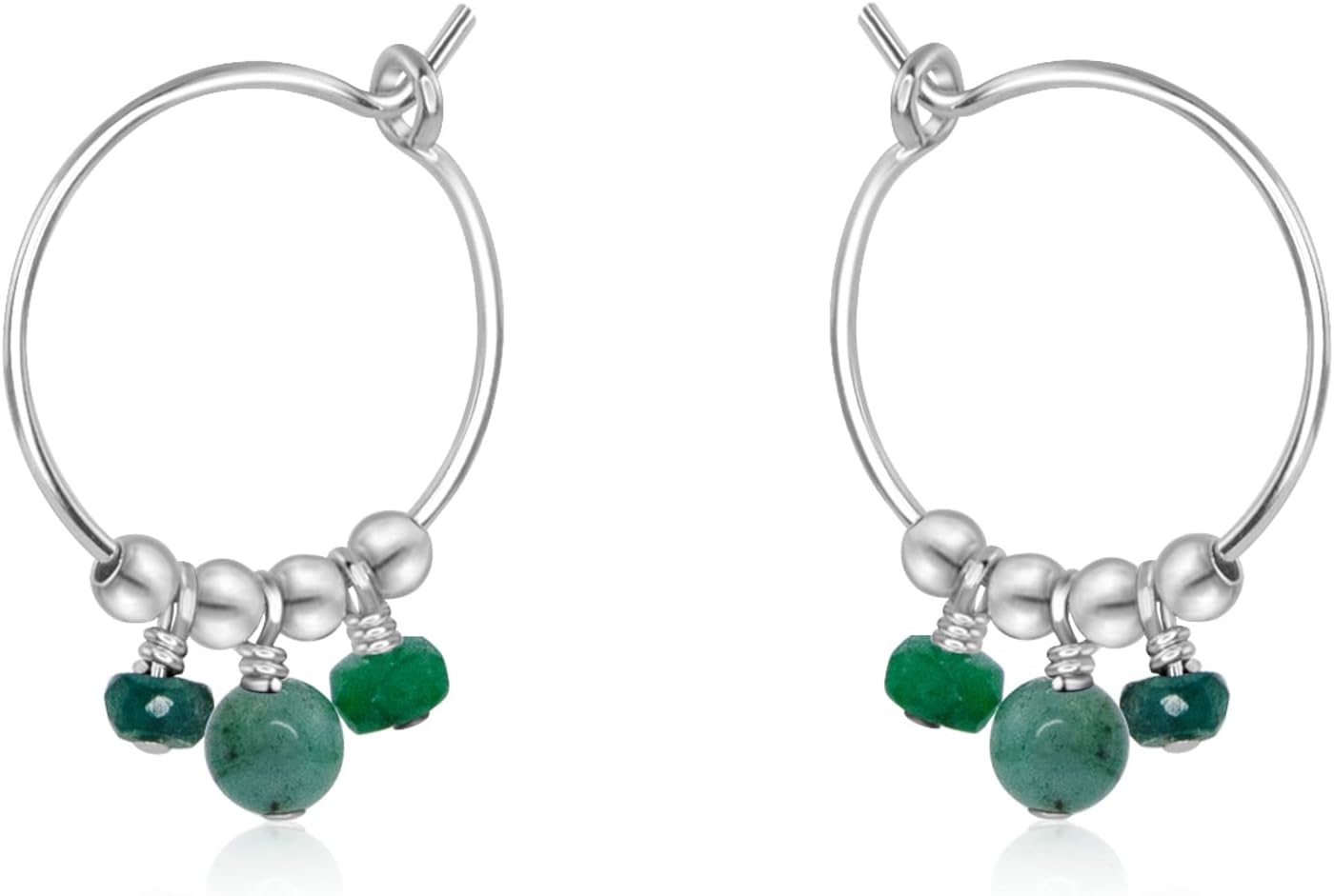 Luna Tide Emerald Hoop Earrings in Sterling Silver