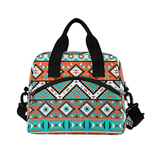 Moudou Aztec Geometric Lunch Bag Reusable Insulated Cooler Lunch Tote Bag With Adjustable Shoulder Strap For Office Work School Picnic Travel #TOP1