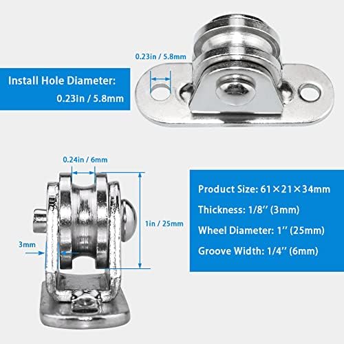 Small Pulley Block Silent Pulley Wheel Heavy Duty Fixed Pullies Loading 176 lb for Cord Material Handling Moving and DIY Project Wall Ceiling Mount Pulleys (4 Pack)
