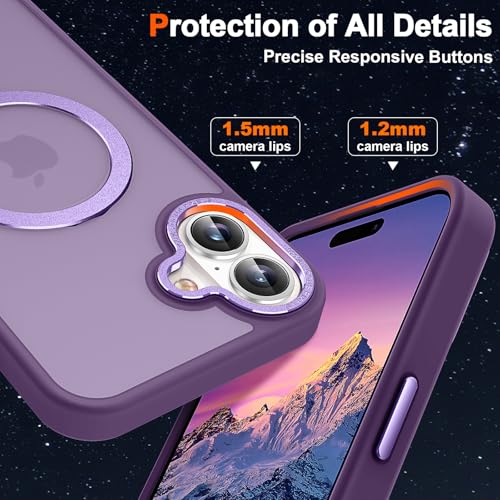Lufanbis Magnetic for iPhone 17 Case with Ring Stand, [10 FT Drop Protection] [Velvety Touch] Slim Translucent Matte Back Shockproof Phone Case for iPhone 17 6.3'', Dark Purple by Lufanbis - Used condition - Image 6