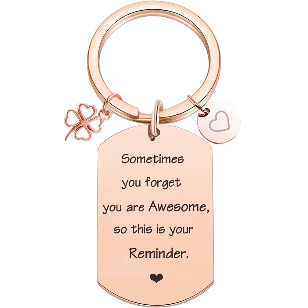 Tecreo Women's Rosegold Inspirational Gifts For Motivational Quotes Keychain, Encouragement Keychain Gift Sometimes You Forget You Are Awesome,