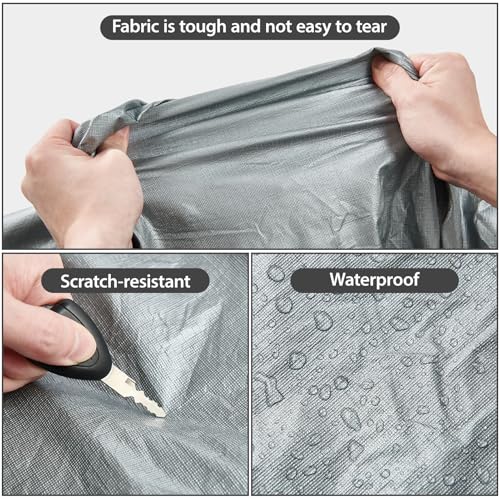 Image of Car Cover Waterproof All Weather, 6 Layers Outdoor Full Car Cover UV Snow Rain Wind Dust All Weather Outdoor Protection with Zipper Cotton, Mirror Pocket, Fit for Sedan Grey (190-195 inch)