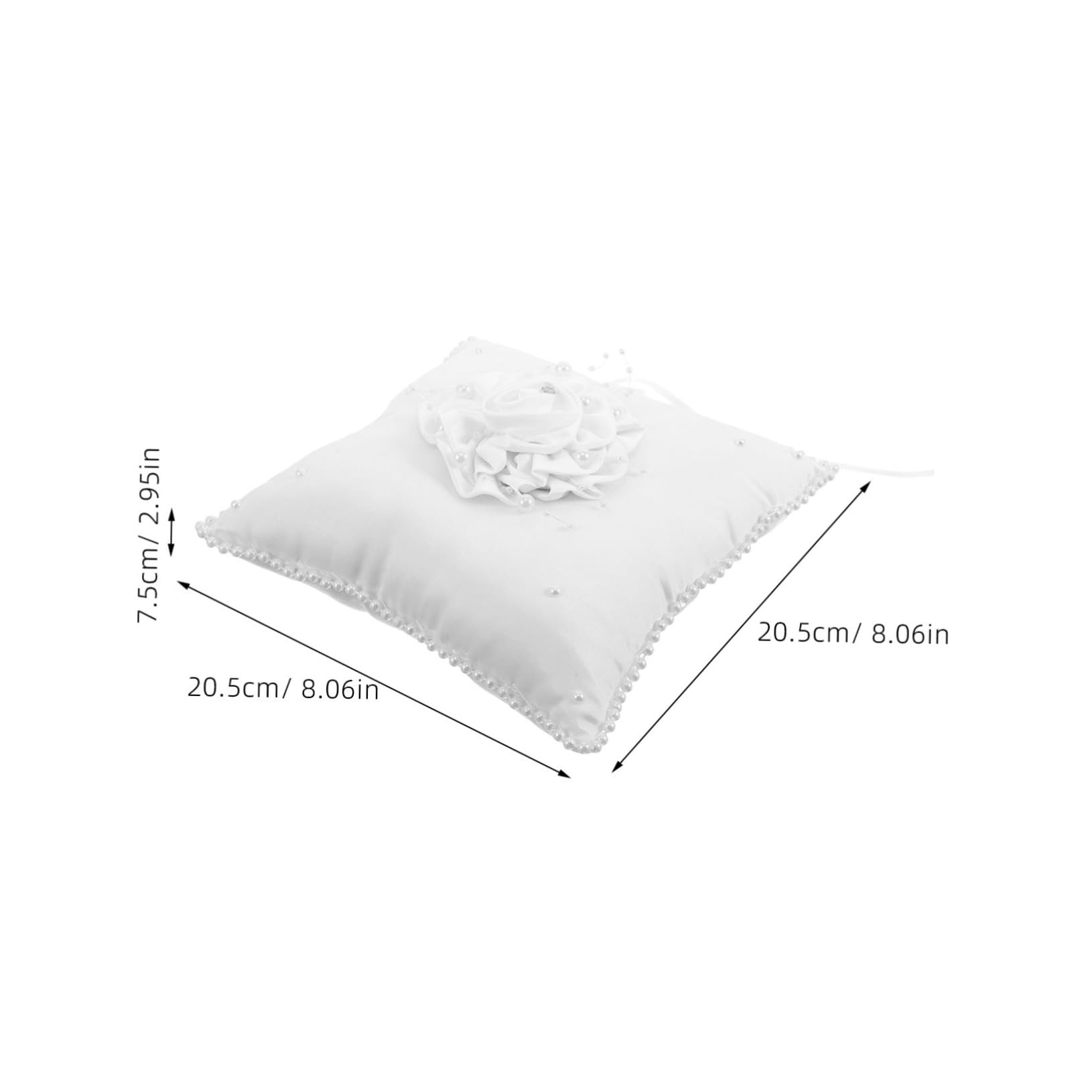Beavorty Wedding Ring Pillow Elegant White Square Bride and Groom Ring Cushion for Beach Wedding Ceremony Photography Props