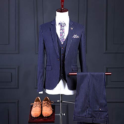 Ceehuteey Mens Stripes Suits Prom Wedding Suit 3 Piece Notch Lapel Tuxedos Pinstripe Suit2