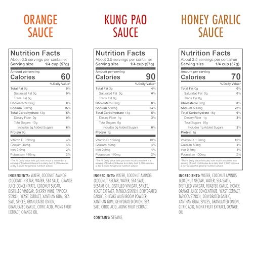 Kevin's Natural Foods Paleo Simmer Sauce Variety Pack - Stir-Fry Sauce, Gluten Free, No Preservatives, Non-GMO - 3 Pack (Orange/Kung Pao/Honey Garlic)