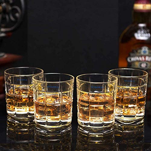 Image of SYANKA Italian Premium Square Design Big Glass Whiskey Glasses Set of 2, Clear, 310ml