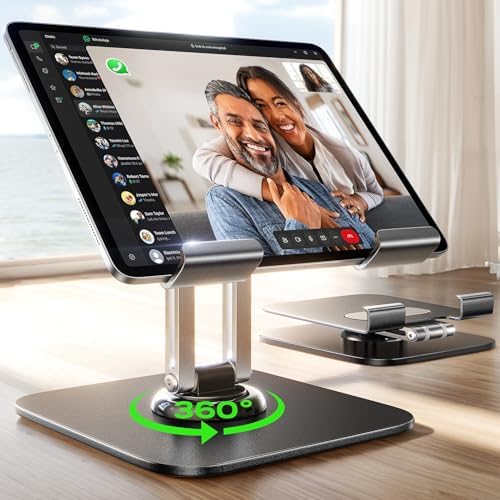 LISEN for iPad Stand Holder 360° Adjustable Tablet Stand for Desk,Must Have Office Desk Accessories Women Desktop Stand Holder Switch Mounts Compatible with iPad/Tablets/Switch 12.9"-4.7"