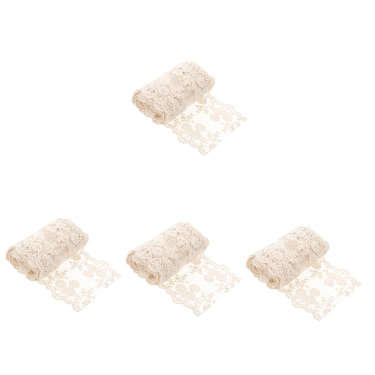 EXCEART 4rollos Cinta De Encaje Decorativo Para Borde De Floral Para Manualidades y Vestidos Metros De Raso Sin Elasticidad Para Boda y Accesorios