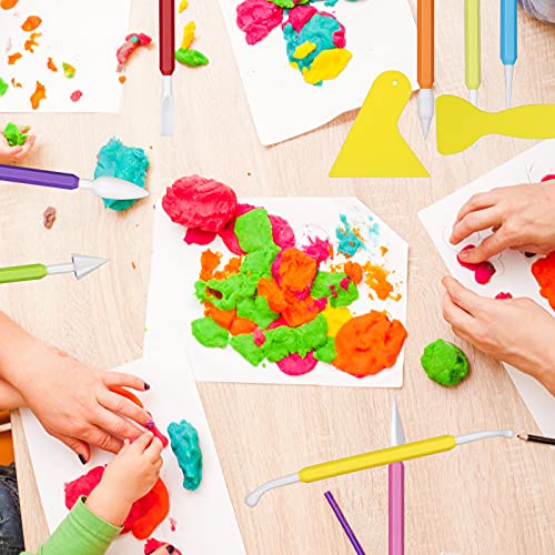 kiniza-24-Pieces-Clay-DIY-Tool-Set-Acrylic-Clay-Roller-with-Acrylic-Sheet-Set-Plastic-Clay-Scraper-Backing-Board-Set-Plastic-Clay-Sculpting-Tools-Clay-Shaping-and-Sculpting-Tool-for-DIY-Craft