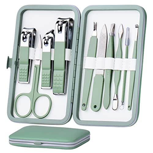 HANTEKAS Manicure Set 10 in 1 Stainless Steel, Nail Clippers