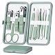 HANTEKAS Maniküre-Set 10 in 1 aus Edelstahl, Nagelknipser, Schere, Pediküre-Werkzeuge – Tragbares Reise-Pflegeset für Männer und Frauen mit Lederetui (Jadegrün)