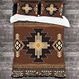 Southwestern American Native Indian Tribal Pattern Duvet Cover Set, Decorative 3 Piece Bedding Set,