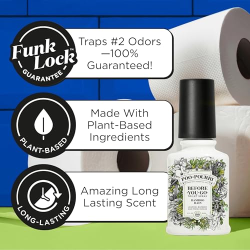Image of Poo-Pourri Before-You-Go Toilet Spray, Bamboo Rain, 2 Fl Oz, Up to 100 Uses, Bathroom Odor Deodorizer with Essential Oils for Home or Work, Travel Essentials, TSA Approved Size, Bamboo & Fresh Grass