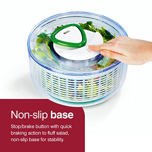 Zyliss Easy Spin Salad Spinner - Salad Spinner With Pull Cord - Lettuce Colander - Manual Vegetable And Fruit Washer And Dryer - Dishwasher Safe Vegetable Spinner With Brake - Green/White, Large #TOP4