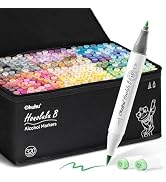 Ohuhu Refillable 320 Colors Alcohol Markers Brush Tip- Double Tipped Alcohol-based Art Sketch Mar...