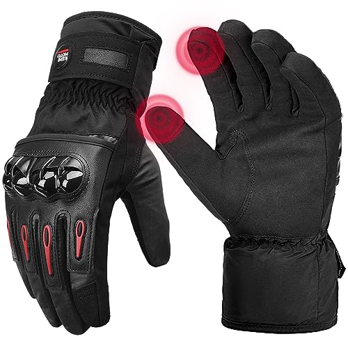 KEMIMOTO Guanti invernali da moto antivento guanti da moto con funzione touch screen, caldi guanti invernali per uomo e donna, ideali per motociclismo, sci, ciclismo, campeggio, ecc