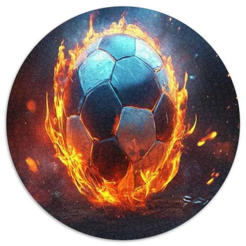 Puzzle de fútbol en llamas redondo de 1000 piezas para calmar el estrés