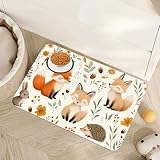 Fox Hedgehog Rabbit Forest Dog Cat Food Mat,Absorbent Pet Feeding Mat with Rubber Backing,Non-Slip Water Bowl Placemat,Indoor Pet Accessories Supplies 16