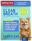 Native Pet GutWell Clean Breath - Dog Breath Freshener & Dog Teeth Cleaning Powder Cold-Pressed to Reduce Plaque, Tartar & Promote Oral Health with Triple-Biotic Blend, Brown Algae & Zinc - 60 Scoops